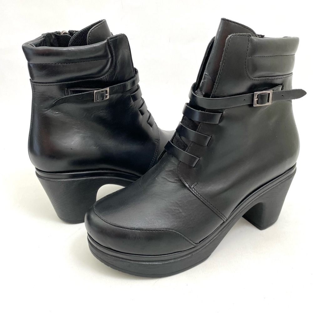 Sleek Black Leather Moto Boots